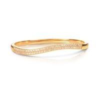 ZAVANA Women's S Shape Cubic Zirconia Bangle Bracelet, Gold & Silver Tone | 60 mm inner diameter • Snap-close clasp • 4.5 mm stone-set front