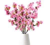 zavehony Artificial Cherry Blossom, Artificial Branches, Faux Flowers, Powder Purple, 4 Pieces, Cherry Blossoms Fake Flowers, For Diy Wedding Bouquets Party Table Vase Decor