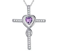 Zavest Birthday Gifts for Women Love Heart Infinity Pendant Necklace Wife February Birthstone Amethyst Jewellery Mum Sterling Silver Her