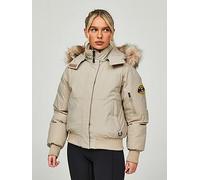 Zavetti Canada Olivia Hooded Bomber Jacket, Beige, Size S, Women Beige