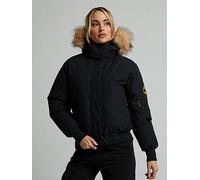 Zavetti Canada Womens Olivia Hooded Bomber Jacket - Black - Size XS