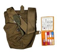 ZAVHOZ Soviet Civilian Set Russian Canvas Khaki Crossbody Shoulder Bag with USSR AI-2 Individual First Aid Kit Case Orange Cheese Medkit Box
