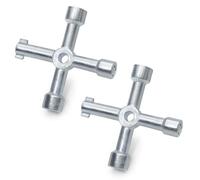 ZAVIA 2Pcs 4 Way Multifunction Utility Key | Silver Meter Box Key | Triangle, Square, Panel Key for Cupboard, Cabinet, Water, Gas, Electric & Plumbing Applications | 4 Way Service Utility Key