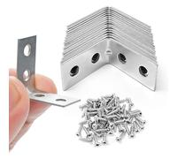 ZAVIA Angle Brackets Corner Bracket for Wood 16 Pcs | 25mm x 25mm x 13mm | Galvanised Steel Brackets with 64 Screws for Fixing and Repairing Furniture, Shelves, Windows and Cabinets