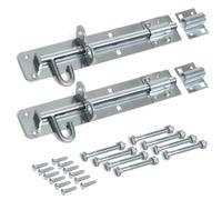 ZAVIA Brenton Bolt Door Lock - 2 Pack 200mm (8”) Sliding Padbolt with Zinc Plated Galvanised Finish - Gate Bolts for Wooden Gates, Garden, Wooden, Garage Shed Door Lock