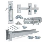 ZAVIA Complete Garden Gate Kit Heavy Duty | Hot Dip Galvanised Garden Suffolk Gate Latch + Brenton Gate Bolt 6" + Gate Hinges 18" | All Fixings Included