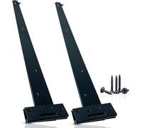 ZAVIA Garden Gate Hinges for Wooden Shed - 14 Inch 2Pcs Weather & Rustproof Powder Coating Metal Tee Strap Black Door Hinges for Garden Shed, Window, Fence, and Barn Gates