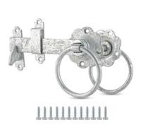 ZAVIA Garden Gate Latch for Wooden Gates | Heavy Duty Hot Dip Galvanised Twisted Ring Gate Latch | 6"/150mm Door Catch and Latch for External Door Lock