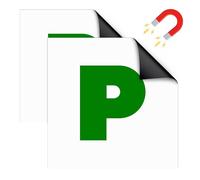 ZAVIA Pack of 2 Fully Magnetic P Plates 18 x 18 cm - 0.58mm Thick Stick On Weatherproof, Waterproof Reusable Suitable for Car, Motorbike, & UK Vehicles Learning Plate