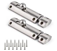 ZAVIA Sliding Door Lock for Internal Doors | 100mm Brushed Nickel Door Bolt Lock for Bathroom & Toilets with Twist Lock Mechanism | Easy to Install Modern Slide Lock