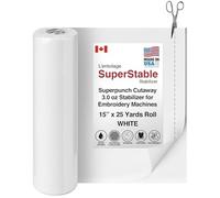ZavjyetCut Away Stabilizer White 3.0 oz 15 inch x 25 Yard Roll. SuperStable Embroidery Stabilizer Backing