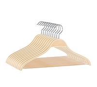 ZavjyetJS HANGER Wooden Coat Hangers, 10 Pack Light Weight Wood Coat/Suit Hangers with Non-Slip Pant Bar, Natural Finish