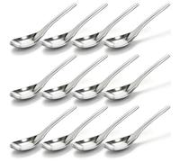 ZAVOOS 12 Pack Stainless Steel Soup Spoons, Premium Mirror Polished | Small Dinner Spoons with Ergonomic Handle, Heavy Duty Chinese Spoon for Bouillon, Ramen, Pho, Wonton, Rice, Dishwasher Safe