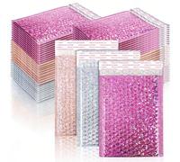 ZAVOOS 60 Pack Holographic Bubble Mailers, 6 x 9.5 Inch Metallic Poly Padded Envelopes, Self Seal Waterproof Cushioning Mailers Shipping Bags for Packing, Mailing, Small Business, 3 Colors