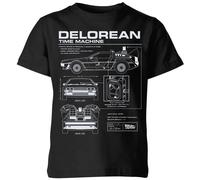 Zavvi Back To The Future Delorean Schematic Kids T-Shirt - Black | Size: YS Zavvi Black YS