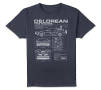 Zavvi Back to The Future Delorean Schematic T-Shirt - Navy M