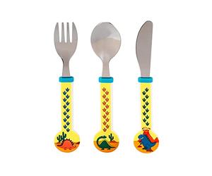 Zawadi Dinosaur Children's Kids 3pcs Stainless Steel Cutlery Utensil Set, Knife Fork Spoon
