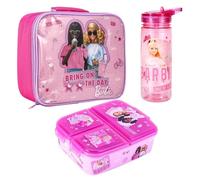 Zawadi Global Barbie Kids Childrens Lunch Box Set - Insulated Lunch Bag, Multicompartment Lunch Box & 540ml Water Bottle - School Travel Lunch Food Set, BPA Free