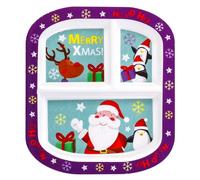 Zawadi Global Christmas Xmas 3 Section Reusable Childrens Kids Toddlers Divided Breakfast Lunch Dinner Plate