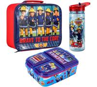 Zawadi Global Kids Childrens Lunch Box Set - Insulated Lunch Bag, Multicompartment Lunch Box & 540ml Water Bottle - School Travel Lunch Food Set, BPA Free (Fireman Sam)