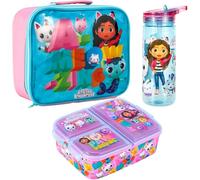 Zawadi Global Kids Childrens Lunch Box Set - Insulated Lunch Bag, Multicompartment Lunch Box & 540ml Water Bottle - School Travel Lunch Food Set, BPA Free (Gabby's Dollhouse)
