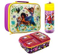 Zawadi Global Kids Childrens Lunch Box Set - Insulated Lunch Bag, Multicompartment Lunch Box & 540ml Water Bottle - School Travel Lunch Food Set, BPA Free (Encanto)