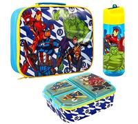 Zawadi Global Kids Childrens Lunch Box Set - Insulated Lunch Bag, Multicompartment Lunch Box & 540ml Water Bottle - School Travel Lunch Food Set, BPA Free (Avengers)
