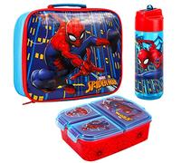 Zawadi Global Kids Childrens Lunch Box Set - Insulated Lunch Bag, Multicompartment Lunch Box & 540ml Water Bottle - School Travel Lunch Food Set, BPA Free (Spiderman)