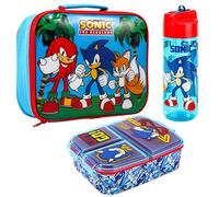 Zawadi Global Kids Childrens Lunch Box Set - Insulated Lunch Bag, Multicompartment Lunch Box & 540ml Water Bottle - School Travel Lunch Food Set, BPA Free (Sonic the Hedgehog)