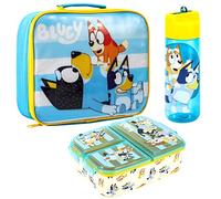 Zawadi Global Kids Childrens Lunch Box Set - Insulated Lunch Bag, Multicompartment Lunch Box & 580ml Water Bottle - School Travel Lunch Food Set, BPA Free (Bluey)