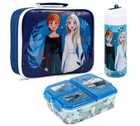 Zawadi Global Kids Childrens Lunch Box Set - Insulated Lunch Bag, Multicompartment Lunch Box & 580ml Water Bottle - School Travel Lunch Food Set, BPA Free (Frozen)