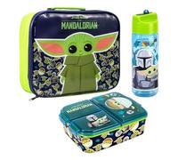 Zawadi Global Kids Childrens Lunch Box Set - Insulated Lunch Bag, Multicompartment Lunch Box & 580ml Water Bottle - School Travel Lunch Food Set, BPA Free (Mandalorian)
