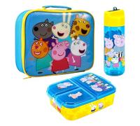 Zawadi Global Kids Childrens Lunch Box Set - Insulated Lunch Bag, Multicompartment Lunch Box & 580ml Water Bottle - School Travel Lunch Food Set, BPA Free (Peppa Pig)
