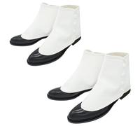 ZAWAGIIK Gangster Spats for Men Roaring 20s White 1920s Accessories Gangster Spats Shoes Covers, White, Adult