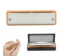 ZAWELIYO 10-Hole Harmonica Blues Portable Musical Instrument for Beginners and Professionals, Stainless Steel Cover, 4.1 X 1.2 X 0.8in, Great for Playing Anytime (Orange)