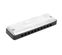ZAWELIYO 10-Hole Harmonica Blues Portable Musical Instrument for Beginners and Professionals, Stainless Steel Cover, 4.1 X 1.2 X 0.8in, Great for Playing Anytime (Black)