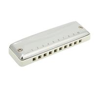 ZAWELIYO 10-Hole Harmonica Blues Portable Musical Instrument for Beginners and Professionals, Stainless Steel Cover, 4.1 X 1.2 X 0.8in, Great for Playing Anytime (White)