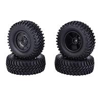 ZAWELIYO 100mm All Terrain RC Tires for TRAXXAS/ 1/10 Scale Cars - 4Pcs High Grip Replacement Tires with 36mm Width & 12mm Hex Hubs (Black)