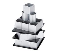 ZAWELIYO 3D Metal Cube Cake Mold Three Layer Rotation Mousse Cake Dessert Bake Tool for Family Baking Party Aluminum Alloy Silver 30x30mm 25 Small Squares