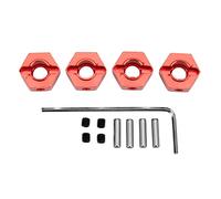 ZAWELIYO 4Pcs 12mm Hex Wheel Hubs Nuts, Aluminum Alloy High Accuracy RC Wheel Hex Hubs Drive Adapter Compatible with 1/10 Senton//Big Rock (Red)