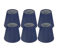 ZAWELIYO 6PCS Fabric Lampshade, Modern Iron Cloth Table Lamp Cover with Good Light Transmission for E14 Bulb Ceiling Lamp Bedroom Hall Study (A3 02 Dark Blue)