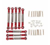 ZAWELIYO 8PCS Metal Link Rods for WPL B14/C14/FY001 1/16 RC Car, High Strength Front Rear Servo Linkage Kit, Red Anodized Upgrade Parts for C14K-C34K Model (65mm)