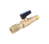 ZAWELIYO AC Refrigeration Brass Valve Adapter for R22 1/4in SAE Refrigerant Hose, Safe Liquid Charging Ball Valve for Household Use (Yellow)