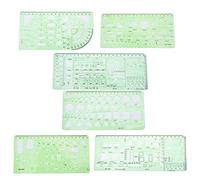 ZAWELIYO Architecture Drawing Ruler, Architectural Drafting Template, Multifunctional Ruler Kit, 7 Options Plastic Templates for School Office Art Design Engineering ((No. 3) 6-piece set)