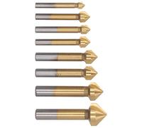 ZAWELIYO Chamfering End Mill Set, Durable Rust-Proof Countersink Drill Bits for and General Building Projects, 8 Pcs Titanize Material