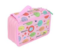 ZAWELIYO Colored Pencil Case Cartoon Design, Large Capacity Pencil Holder with Zipper Closure for Artists, Durable PU Leather, Lightweight and Portable (4 Layers 72 Holes)