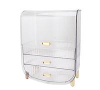 ZAWELIYO Cosmetic Organizer Case, Large Capacity, Design (Transparent) | Durable PET material, three-layer storage, suitable for home, bedroom,