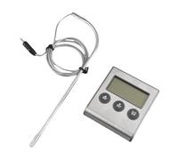 ZAWELIYO Digital BBQ Meat Thermometer with Timer Large LCD Display °C °F Switchable 0-250°C 32-482°F Temperature Range for Grilling Cooking Baking Roasting Steak
