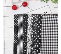 ZAWELIYO DIY Black Cotton Fabric Bundles for Home Decor Quilting Sewing Crafts 7pcs 25X25cm Assorted Squares Precut Bedding Set Quarters (25 * 25)