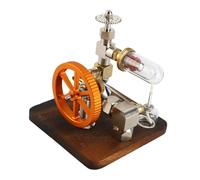 ZAWELIYO Educational Stirling Engine Model Durable Wood Base Adjustable Speed Generator for Science Projects and Classroom Demonstrations, Beech Stainless Steel Material